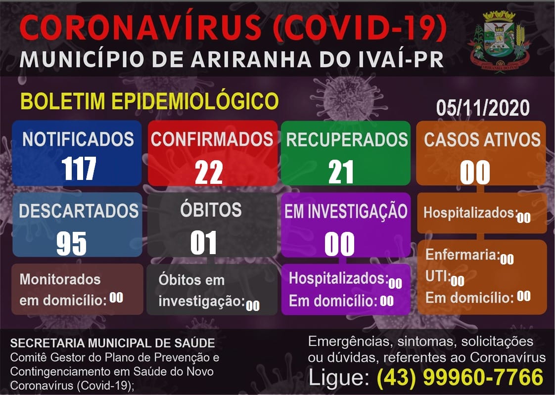 Informativo epidemiológico Ariranha do Ivaí | Covid - 19 - 05/11/2020