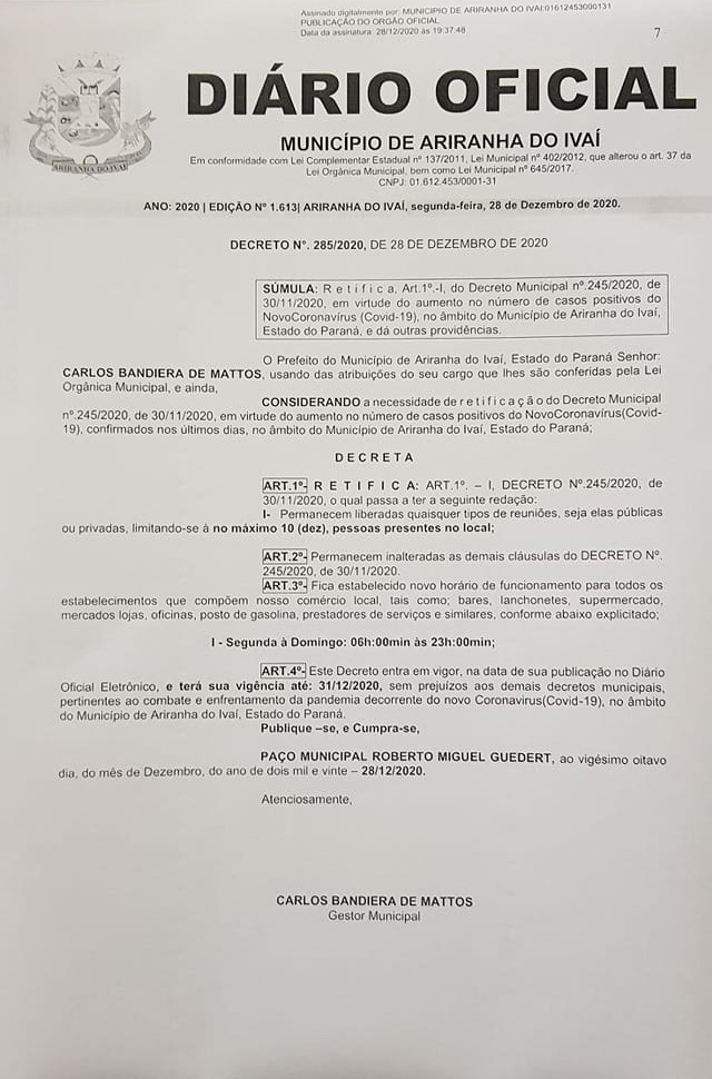 Decreto n°285/2020