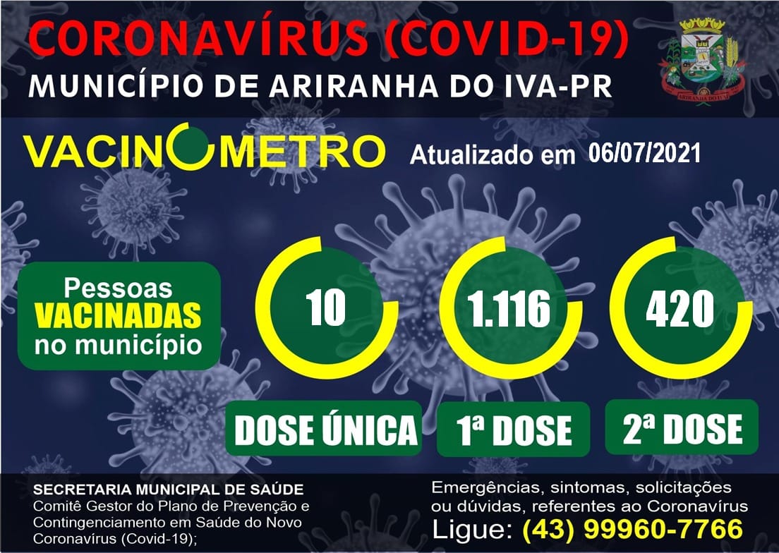 VACINÔMETRO ARIRANHA DO IVAÍ-PR | COVID-19 - 06/07/2021