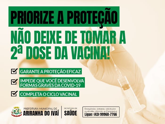  A vacinação é a principal forma de sairmos o mais rápido possível desta pandemia