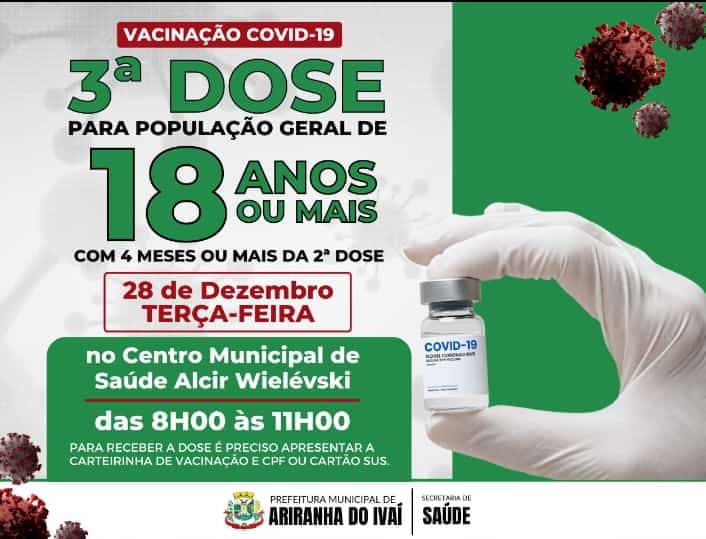 VACINAÇÃO COVID-19 - 3ª DOSE POPULAÇÃO GERAL 18 ANOS OU MAIS