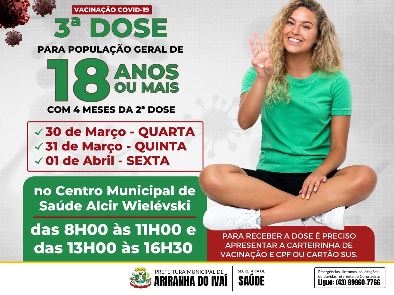 VACINAÇÃO COVID-19 - 3ª DOSE POPULAÇÃO GERAL 18 ANOS OU MAIS