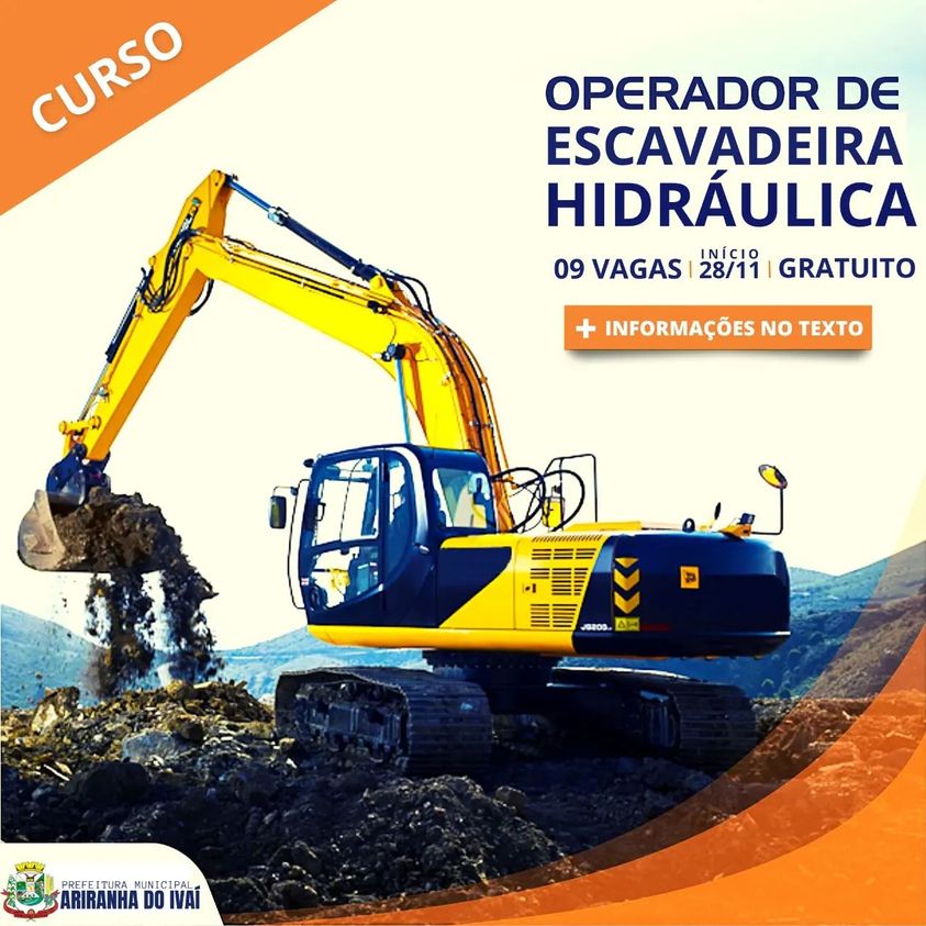 Curso de operação e manutenção de escavadeira hidráulica
