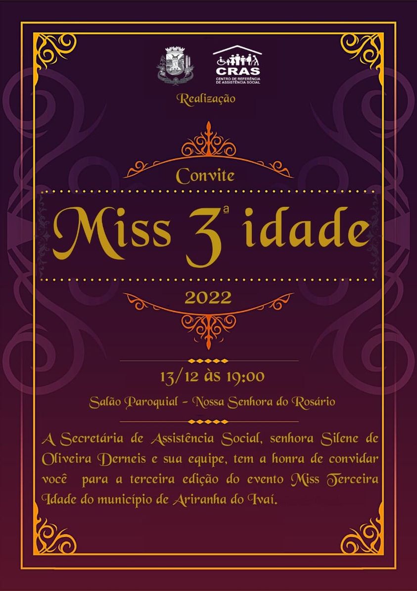 Convite para o evento Miss 3ª Idade