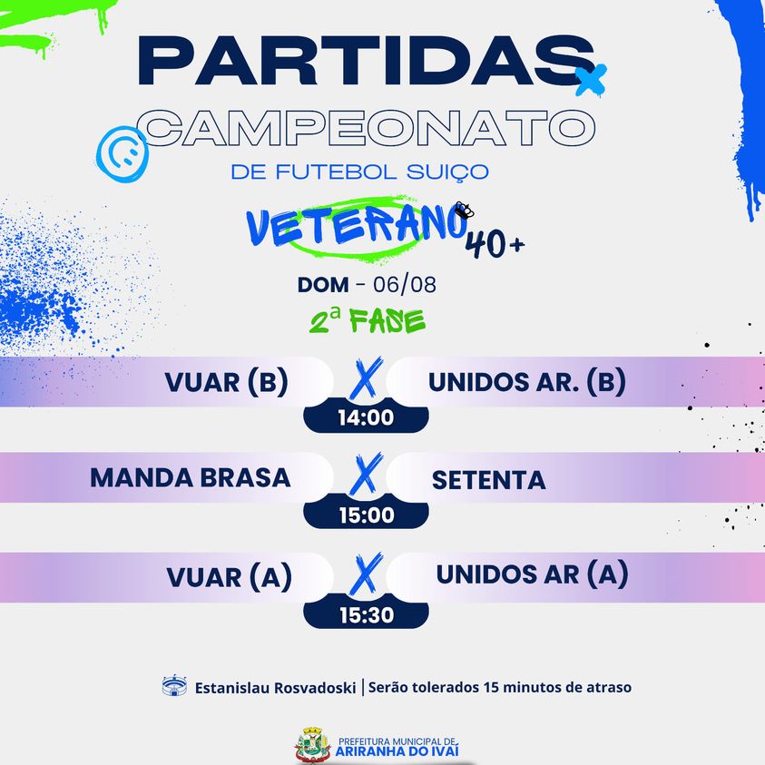 Resultados da Primeira rodada do Campeonato de Futebol Suíço Veteranos em Ariranha do Ivaí