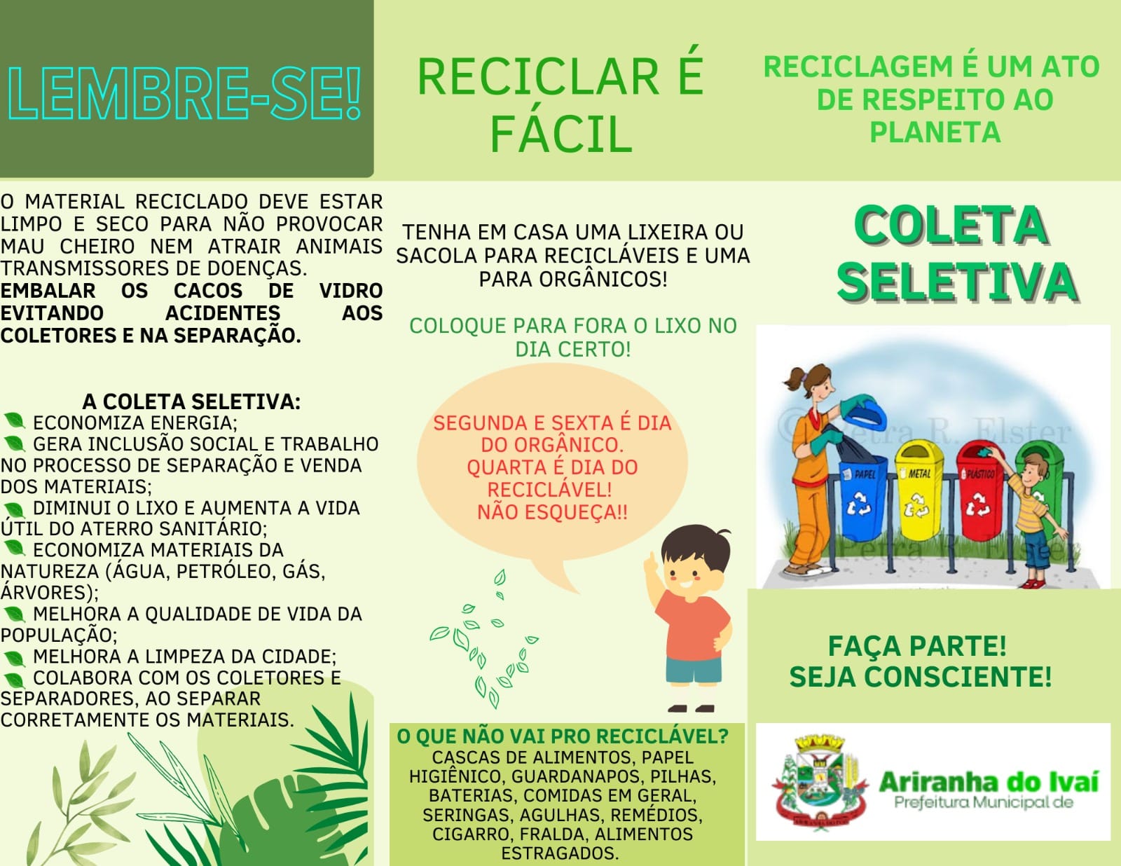 Secretaria de Agricultura e Desenvolvimento Promove Material de Conscientização sobre Reciclagem