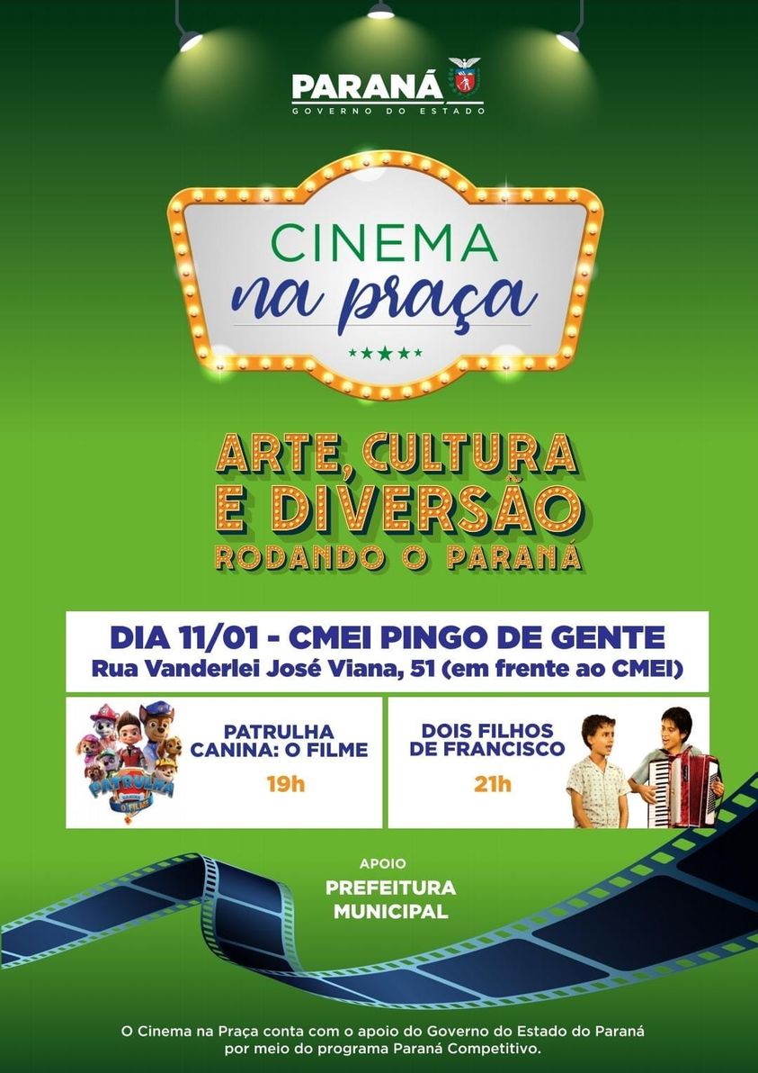 Cinema na Praça em Ariranha do Ivaí!