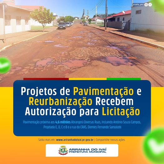 Prefeitura de Ariranha do Ivaí Recebe Autorização para Licitar Pavimentação de Vias Urbanas