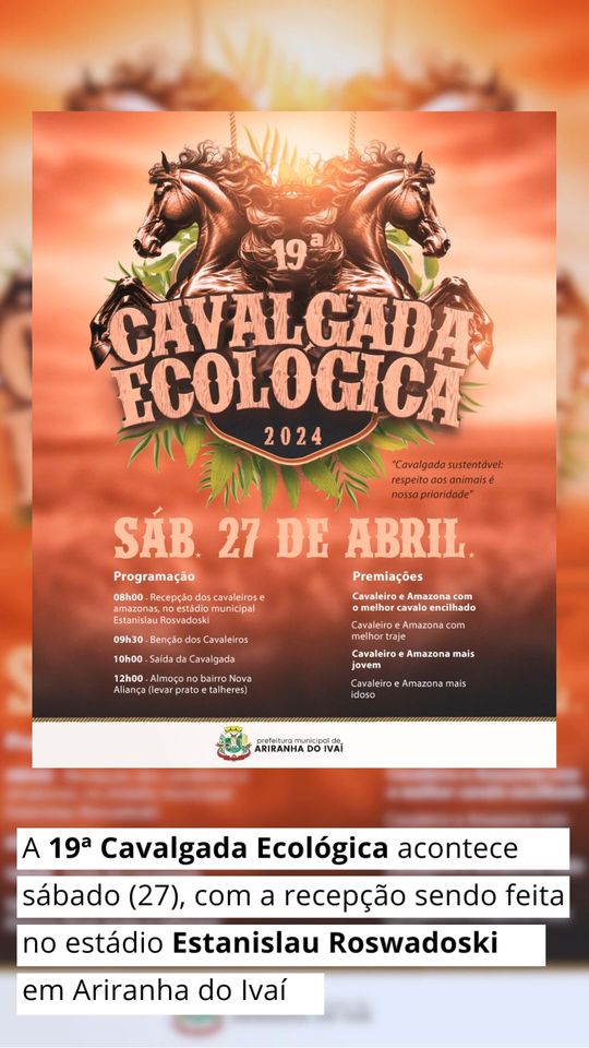 Cavalgada Ecológica - Sábado, 27 de abril
