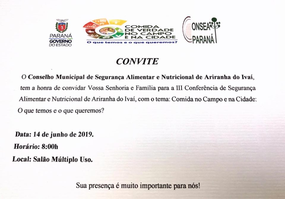 III CONFERÊNCIA DE SEGURANÇA ALIMENTAR E NUTRICIONAL